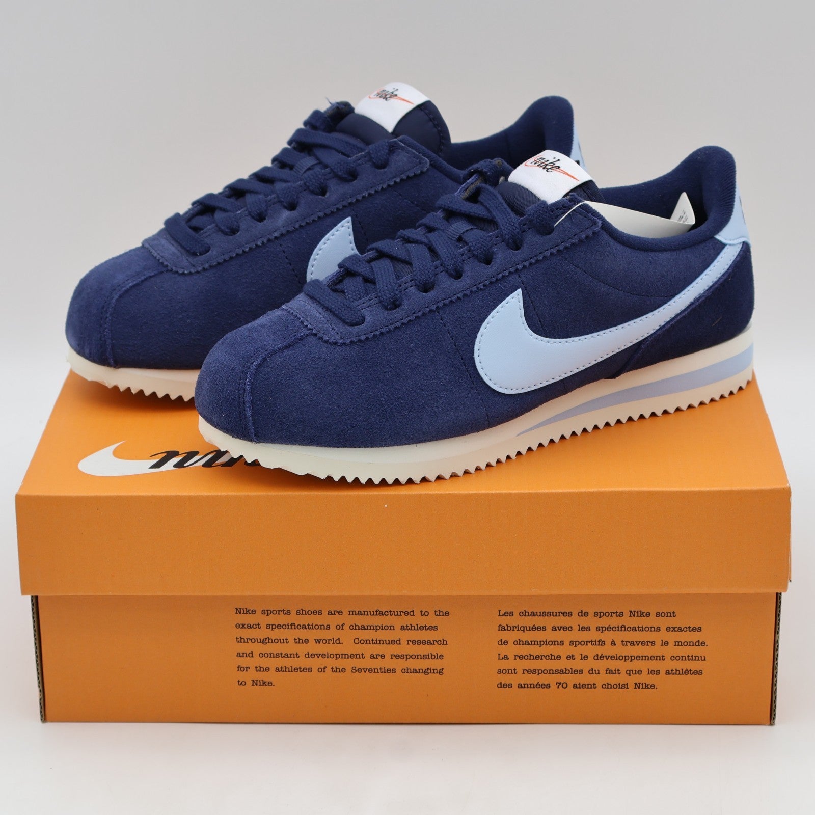 IB1857-400 NIke CORTEZ MIDNIGHT NAVY/CELESTINE BLUE-SAIL (Women's)