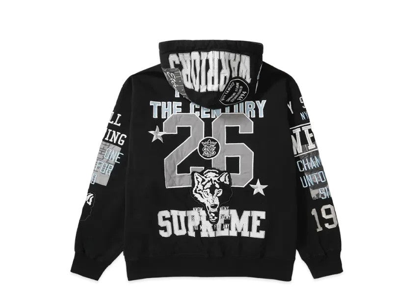 Supreme Warriors Appliqué Zip Up Hooded Sweatshirt "Black"