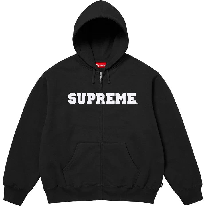Supreme Collegiate Applique Zip Up Hooded Sweatshirt Black