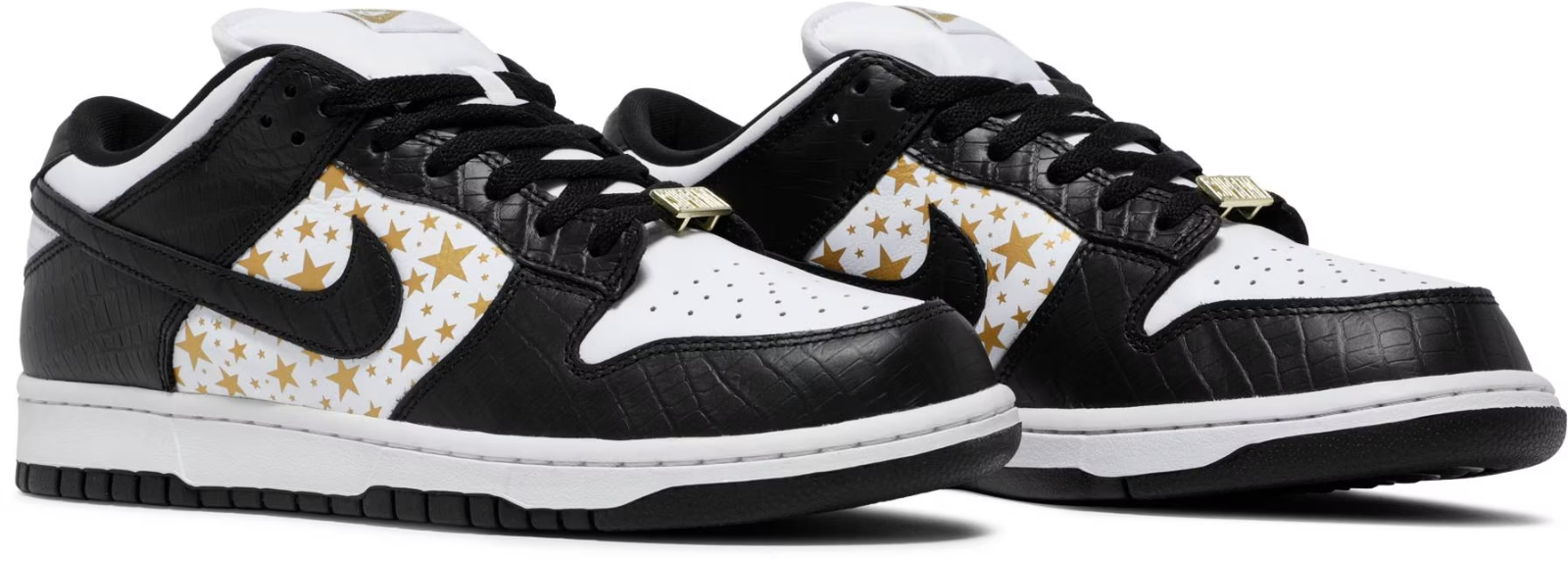DH3228-102 Supreme à Nike SB Dunk Low OG QS Gold Stars "White/Black" (Men's)