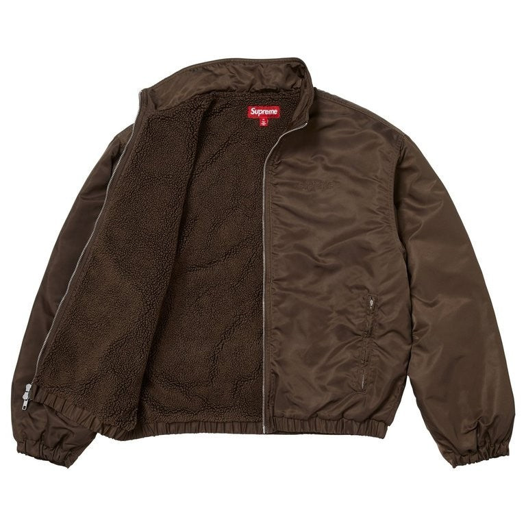 Supreme Stand Collar Lined Nylon Jacket Brown