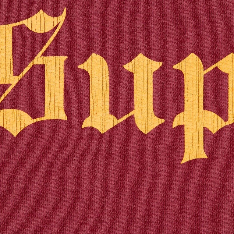 Supreme Washed Old English Hooded Sweatshirt Cardinal