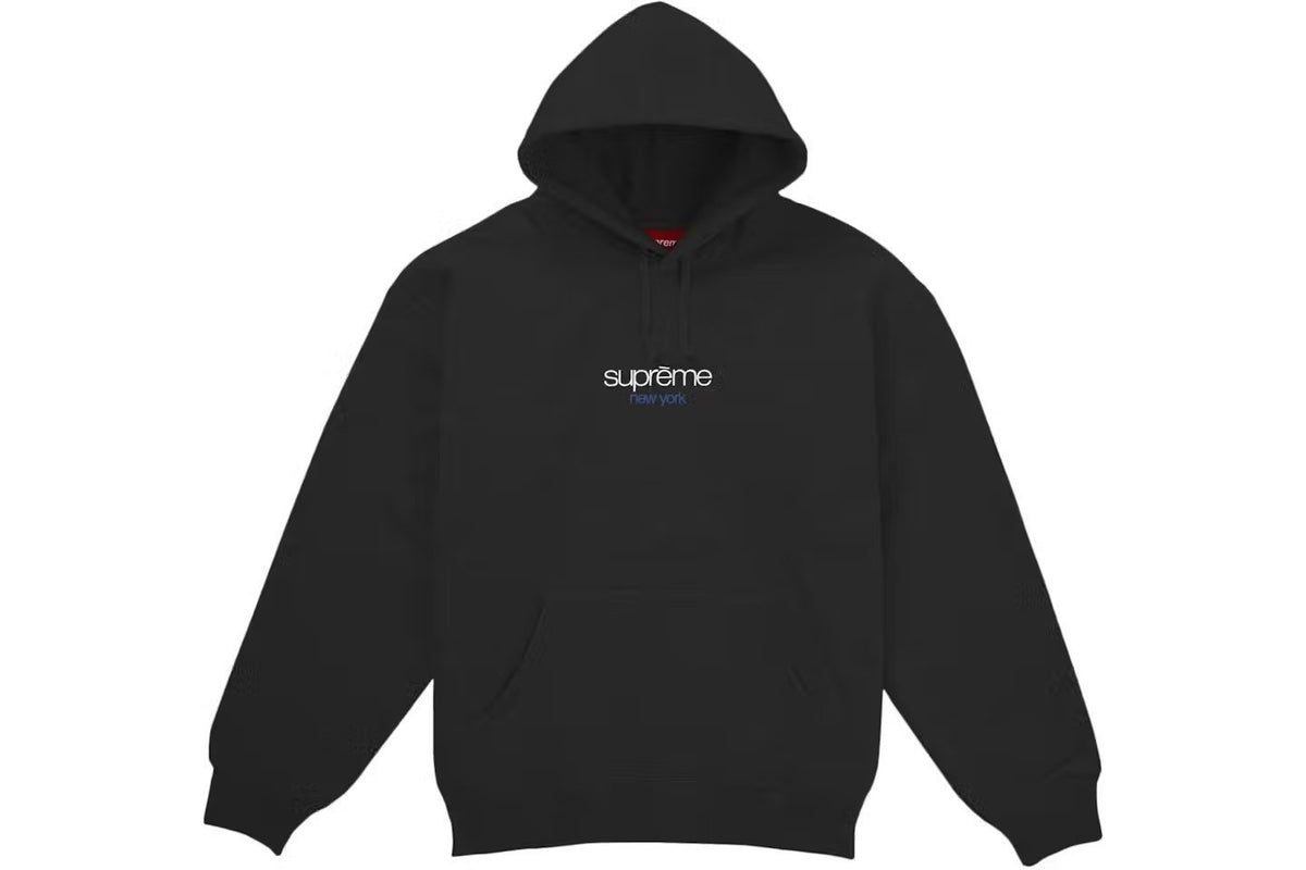 Supreme Classic Logo Shop Hooded Sweatshirt (New York) Black
