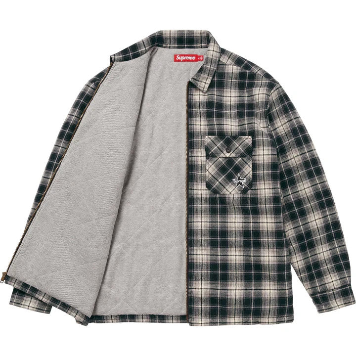 Supreme Thermal Lined Zip Up Flannel Shirt Black