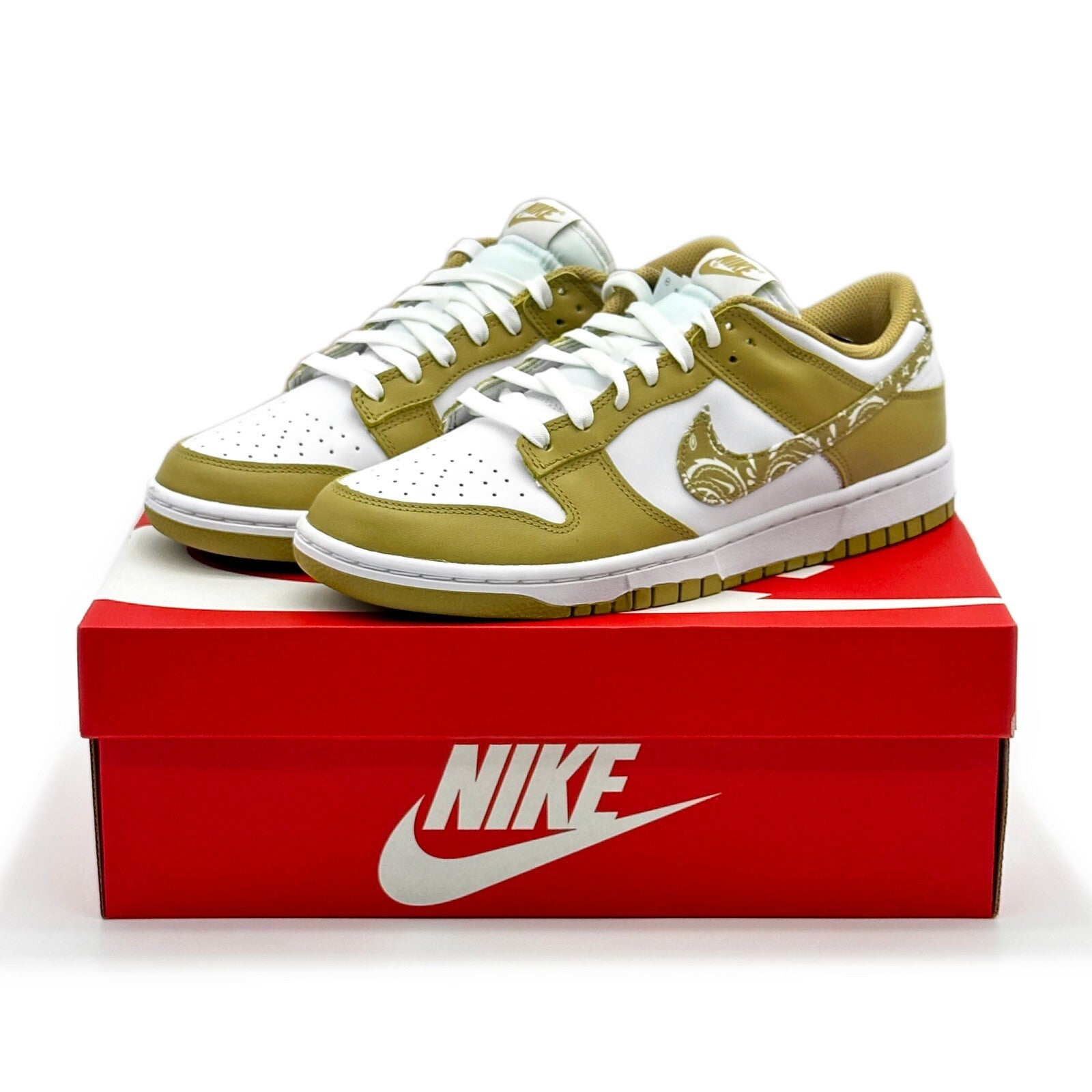 DH4401-104 Nike Dunk Low ESS Barley Paisley White Khaki Brown Beige (Women's)