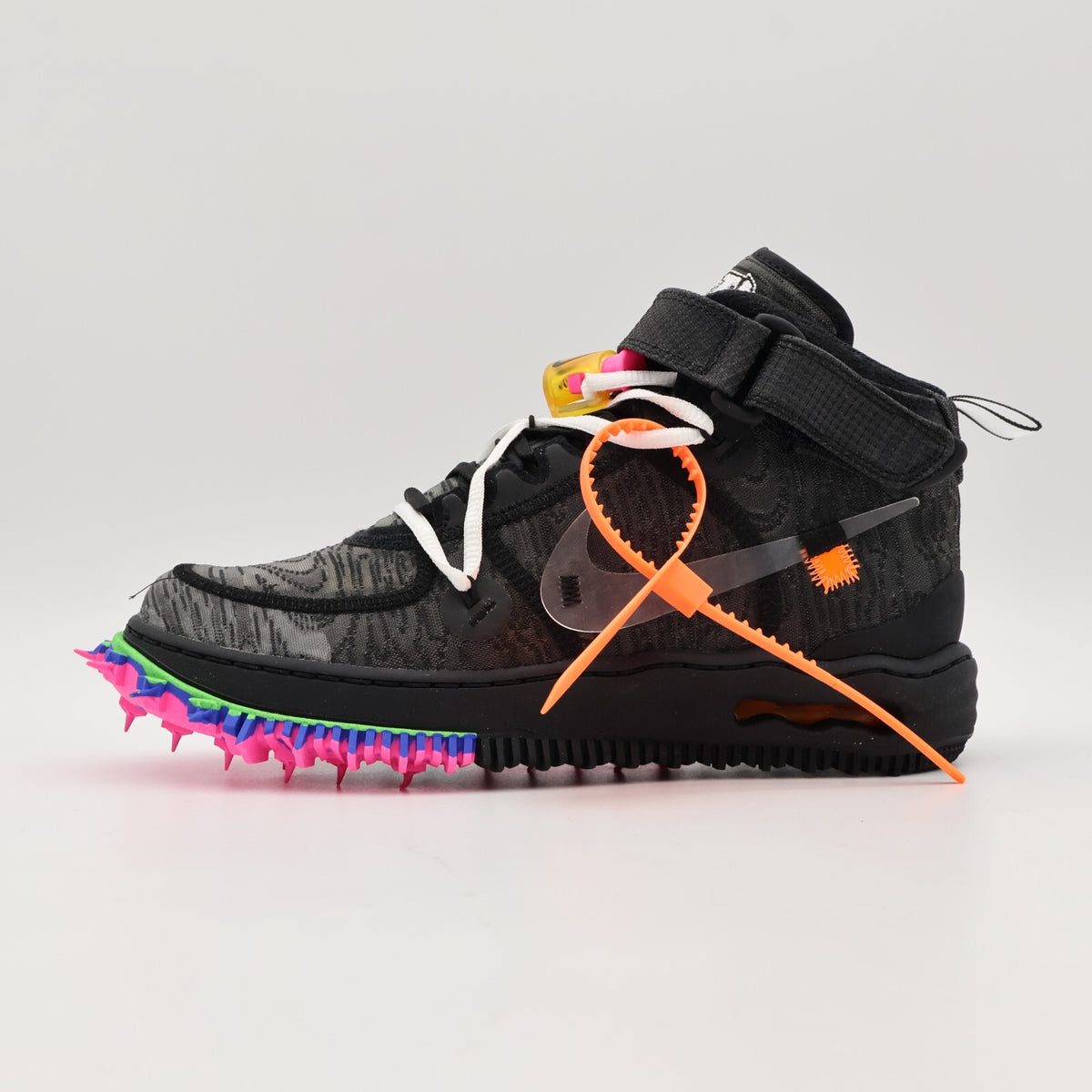 DO6290-001 Off-White Nike Air Force 1 Mid Black Clear Pink Orange Green (Men's)