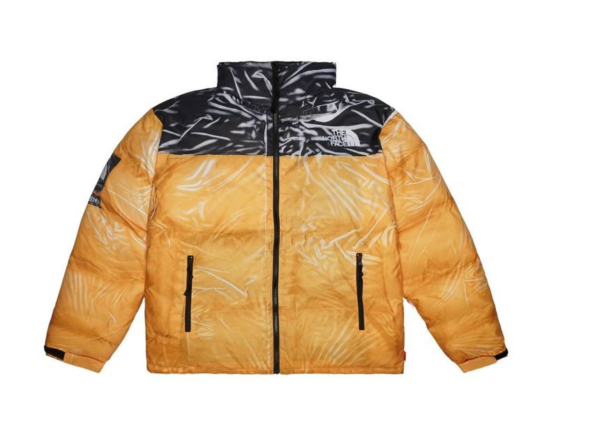 Supreme The North Face Trompe Loeil Printed Nuptse Jacket Yellow