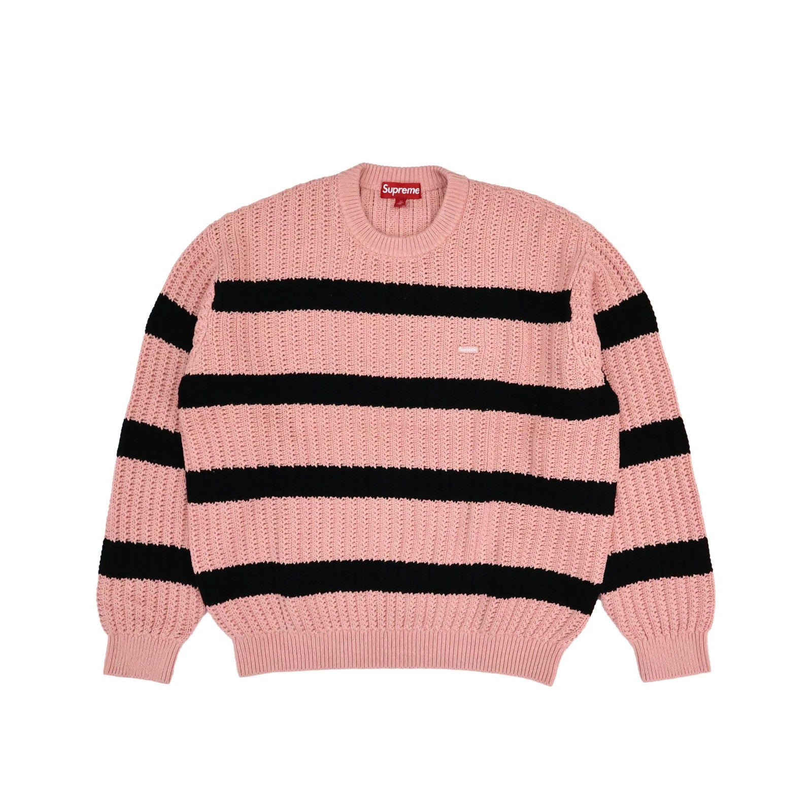 Supreme Loose Gauge Stripe Small Box Sweater Pink