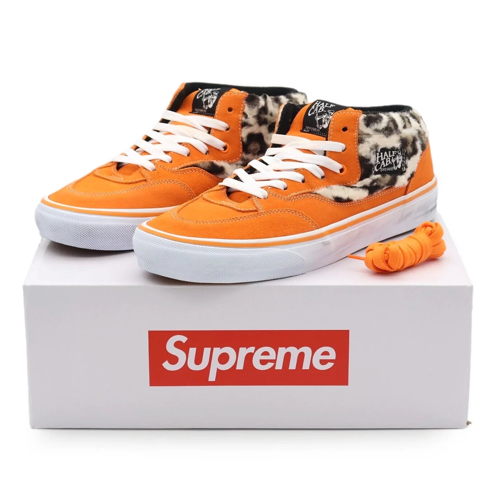 VN0A5KYAORA Supreme Vans Leopard Half Cab Orange White Brown (Men's)
