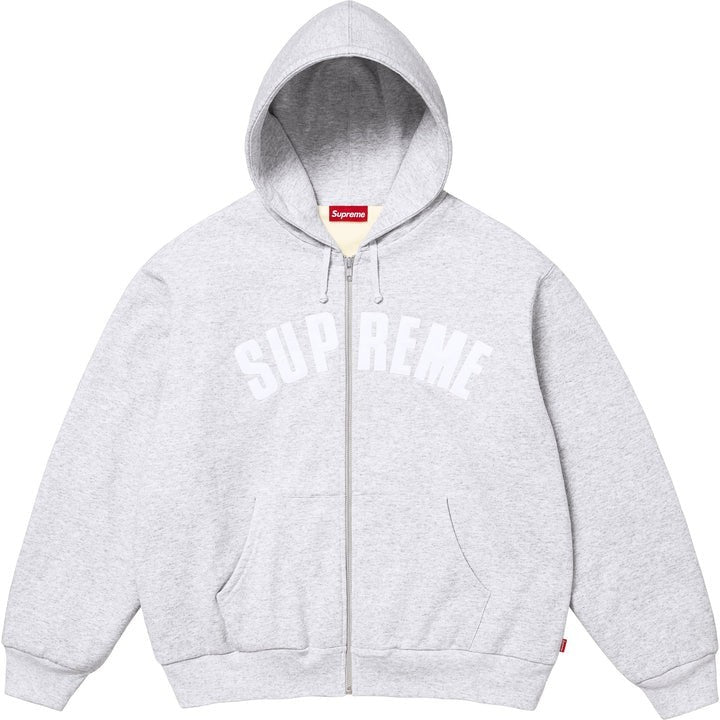 Supreme Arc Thermal Lined Zip Up Hooded Sweatshirt Ash Grey