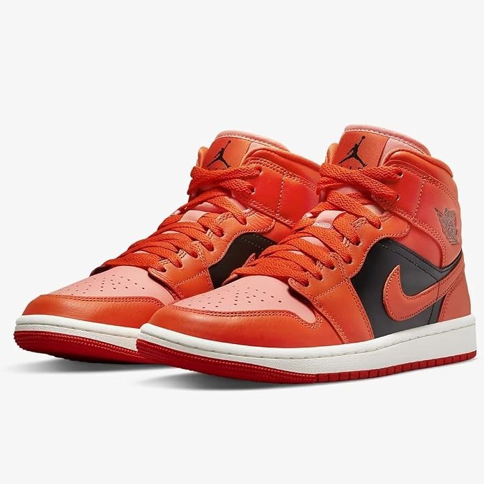 DM3381-600 Nike Air Jordan 1 Mid "Orange/Black" (Women's)