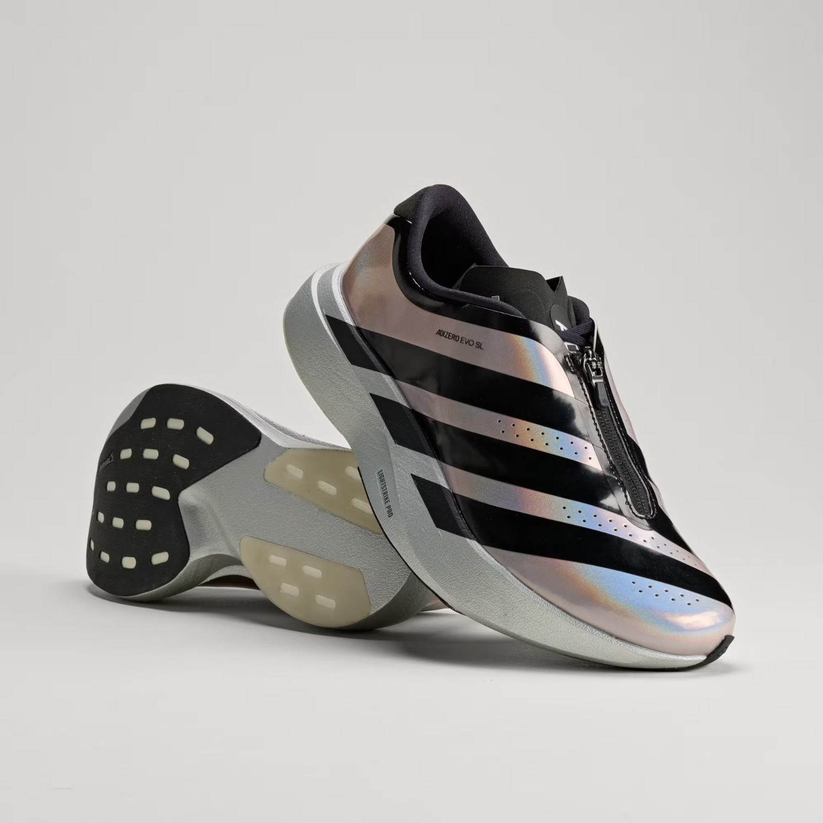 KH7788 adidas Adizero Evo SL Zip "Silver Metallic/Black" (Women's)