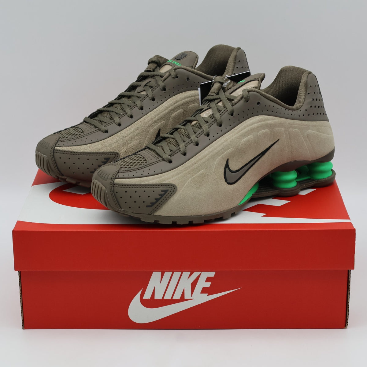 HQ7739-200 Nike Shox R4 Olive Khaki (Women's)