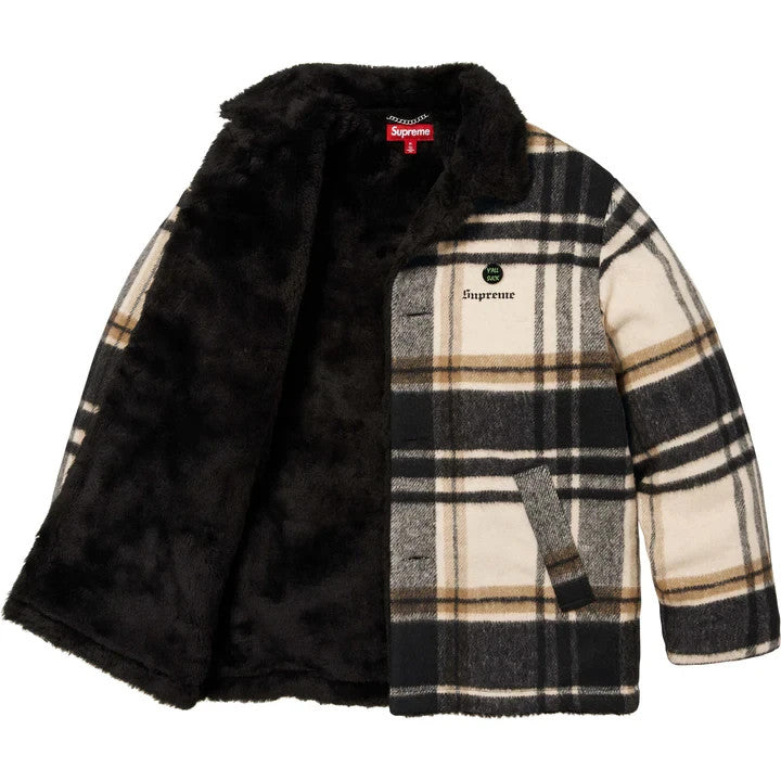 Supreme Plaid Car Coat Cream