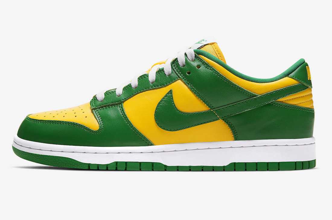 CU1727-700 Nike Dunk Low SP Brazil Varsity Maize Pine Green White (Men's)