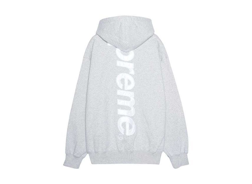 Supreme Satin Applique Hooded Sweatshirt Heather Grey