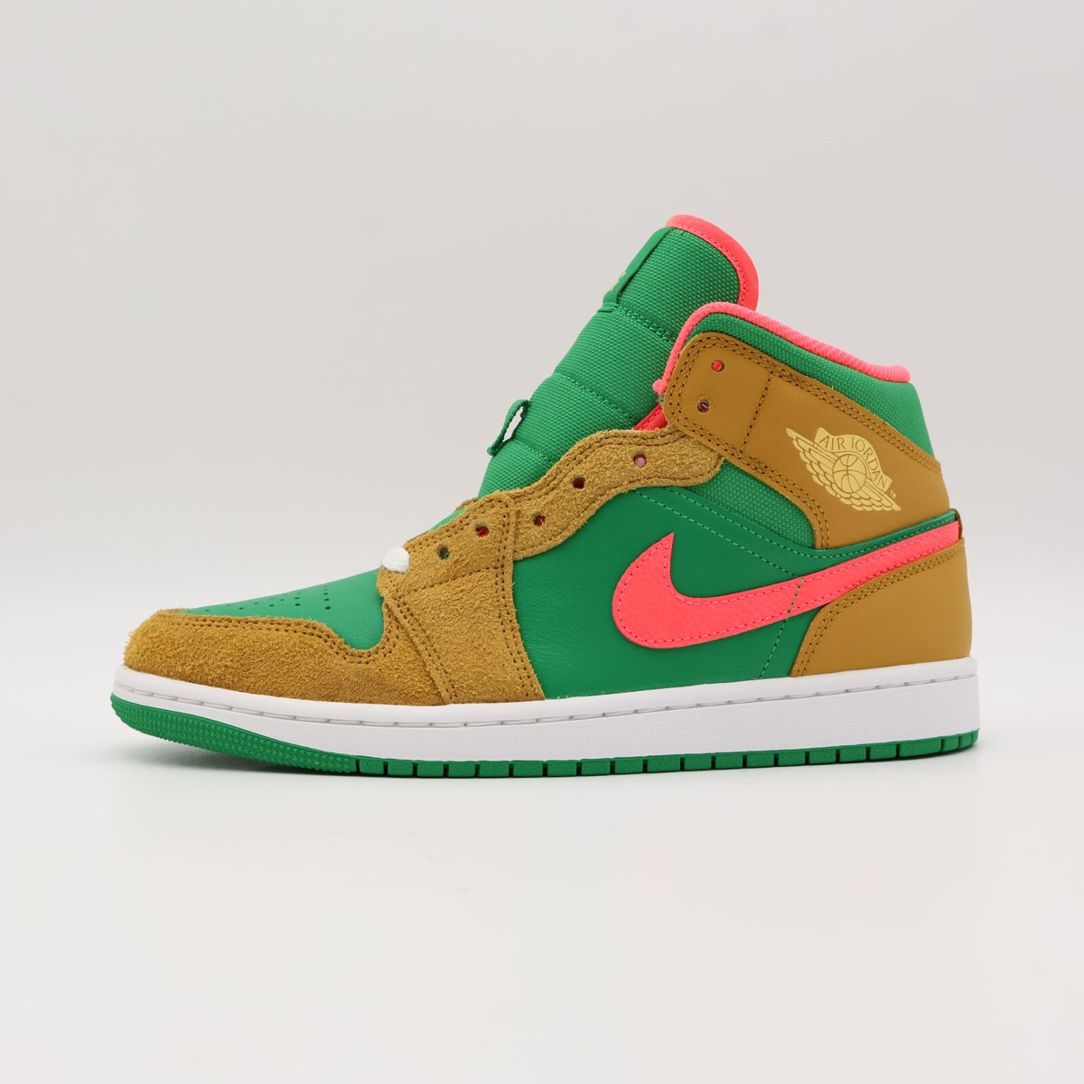 DX4332-700 Nike Air Jordan 1 Mid Wheat Water Melon Chutney Lucky Green (Men's)