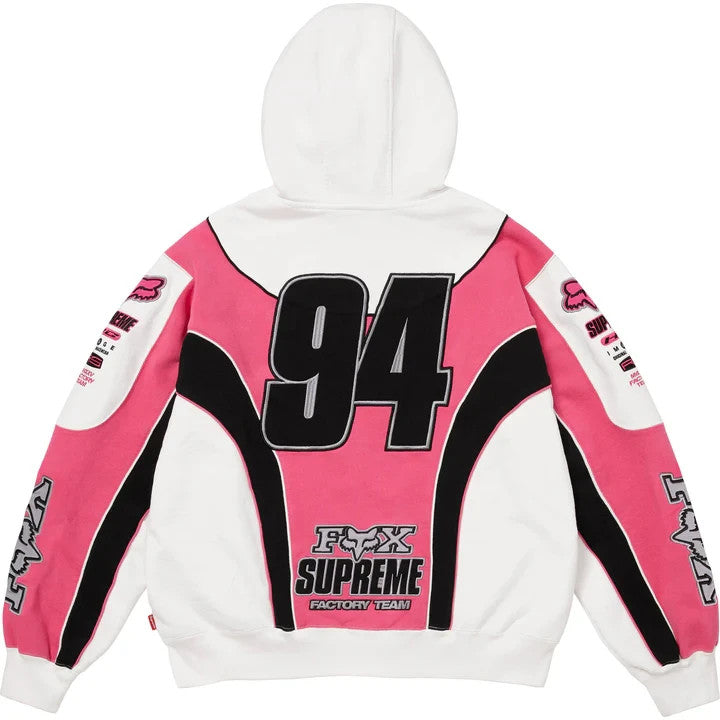 Supreme Fox Racing Zip Up Hooded Sweatshirt White