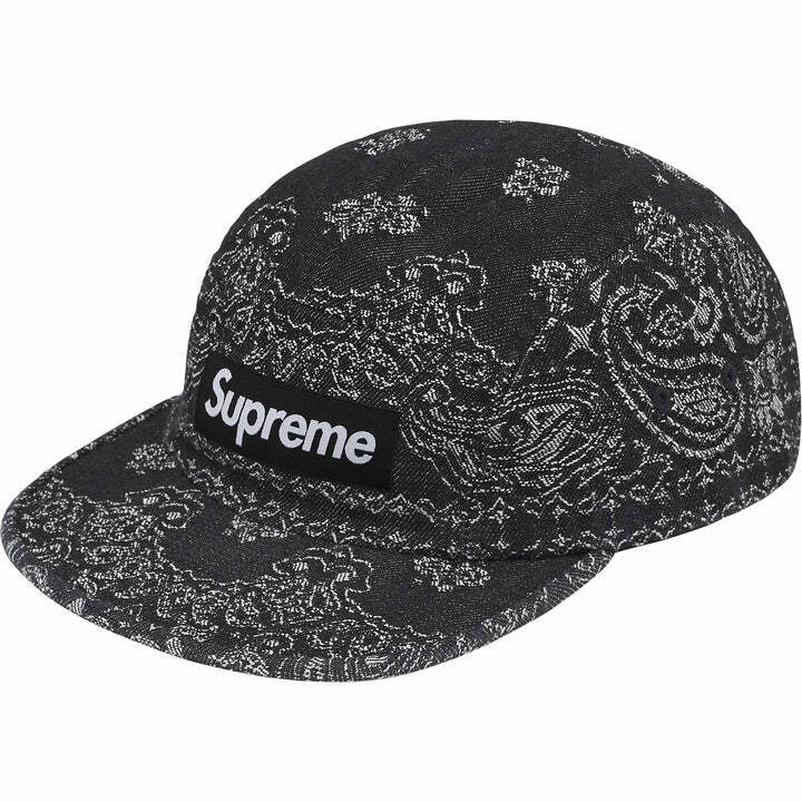 Supreme Bandana Jacquard Denim Camp Cap Black