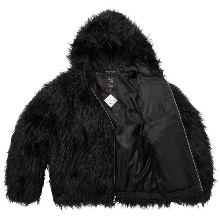 Supreme Y's by Yohji Yamamoto Faux Fur WINDSTOPPER Hooded Bomber Jacket Black
