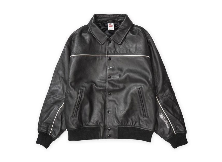 Supreme x Nike Leather Varsity Jacket "Black"