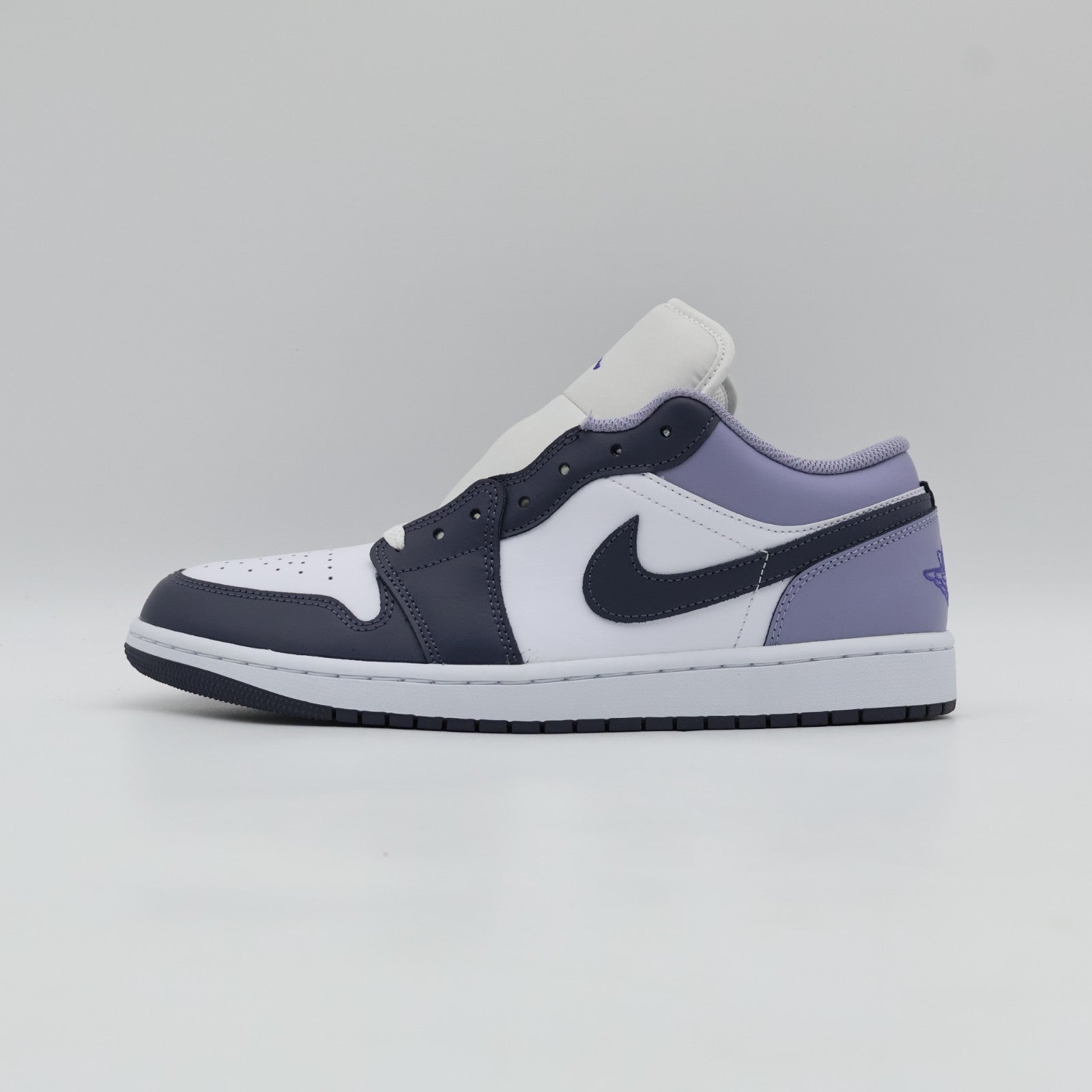 553558-145 Nike Air Jordan 1 Low White Dark Blue Grey Purple Comet Indigo (Men's