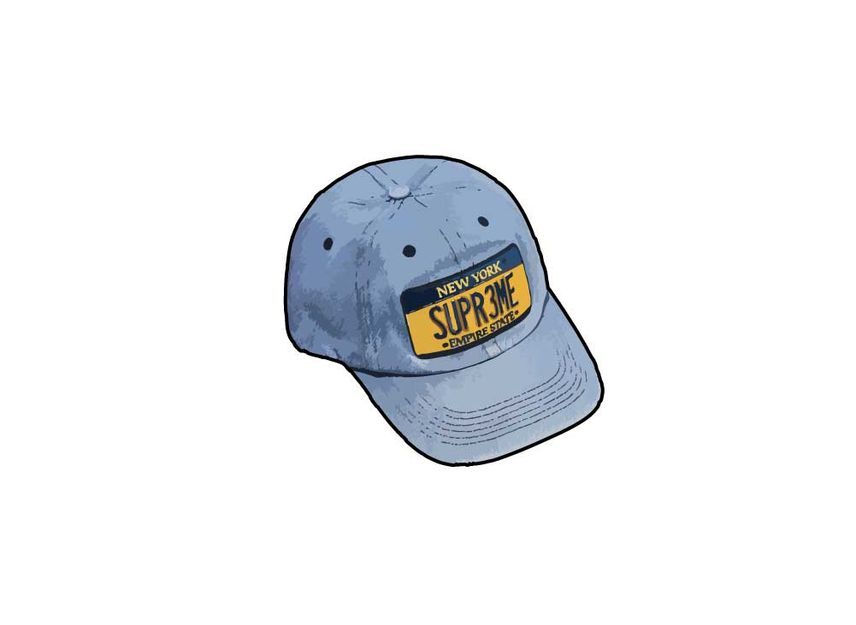 Supreme License Plate 6-Panel Washed Blue