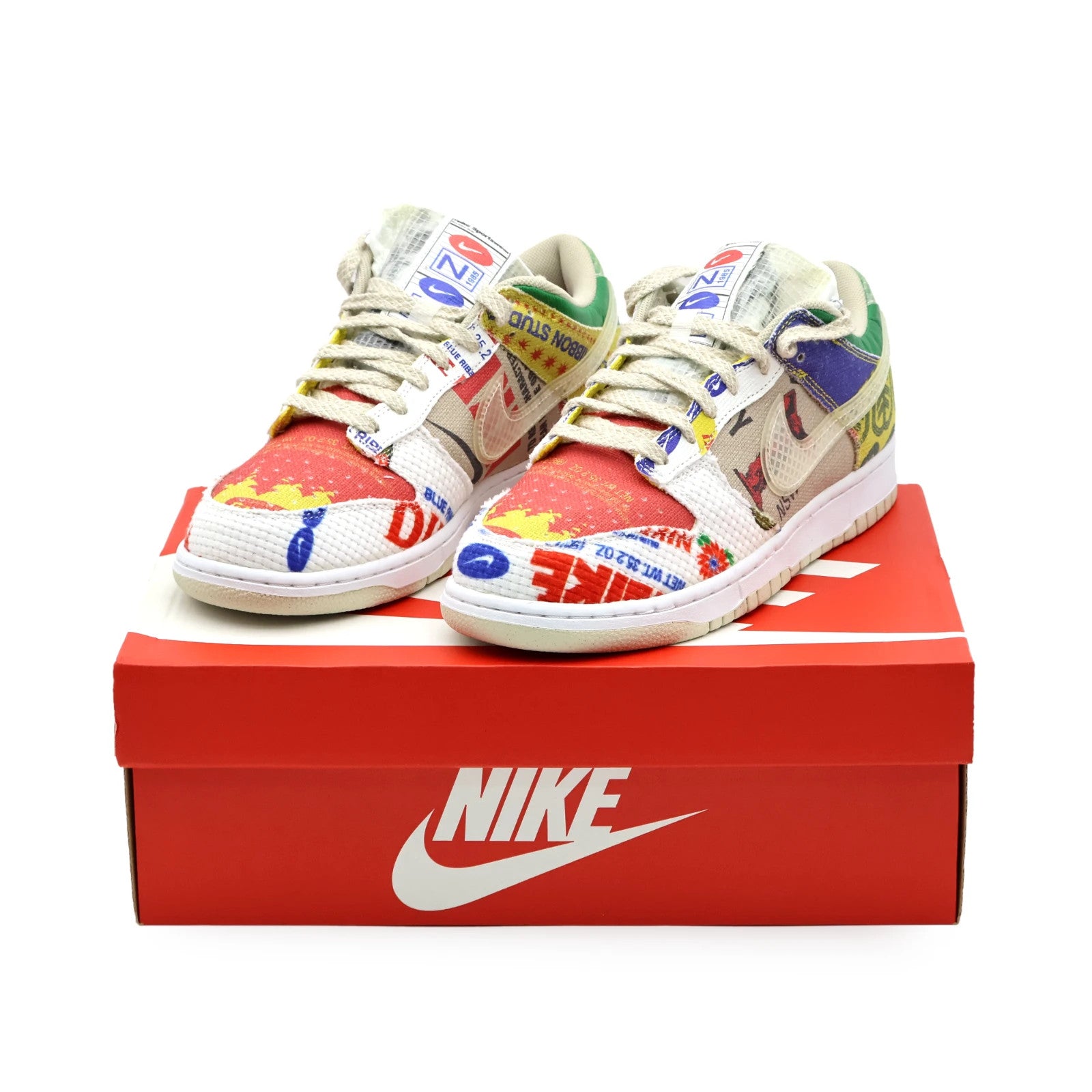 DA6125-900 Nike Dunk Low City Market Red White Beige Multi Green Yellow (Men's)