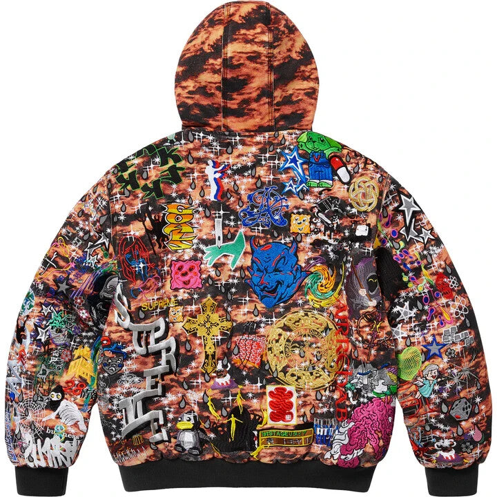 Supreme AOI Embroidered Hooded Work Jacket Flames