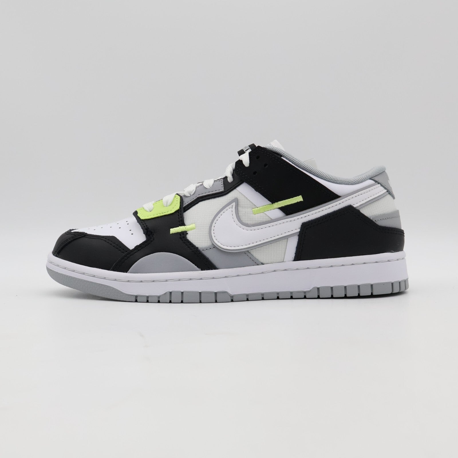 DC9723-001 Nike Dunk Low Scrap Wolf Gray Light Lemon Twist Black White Grey