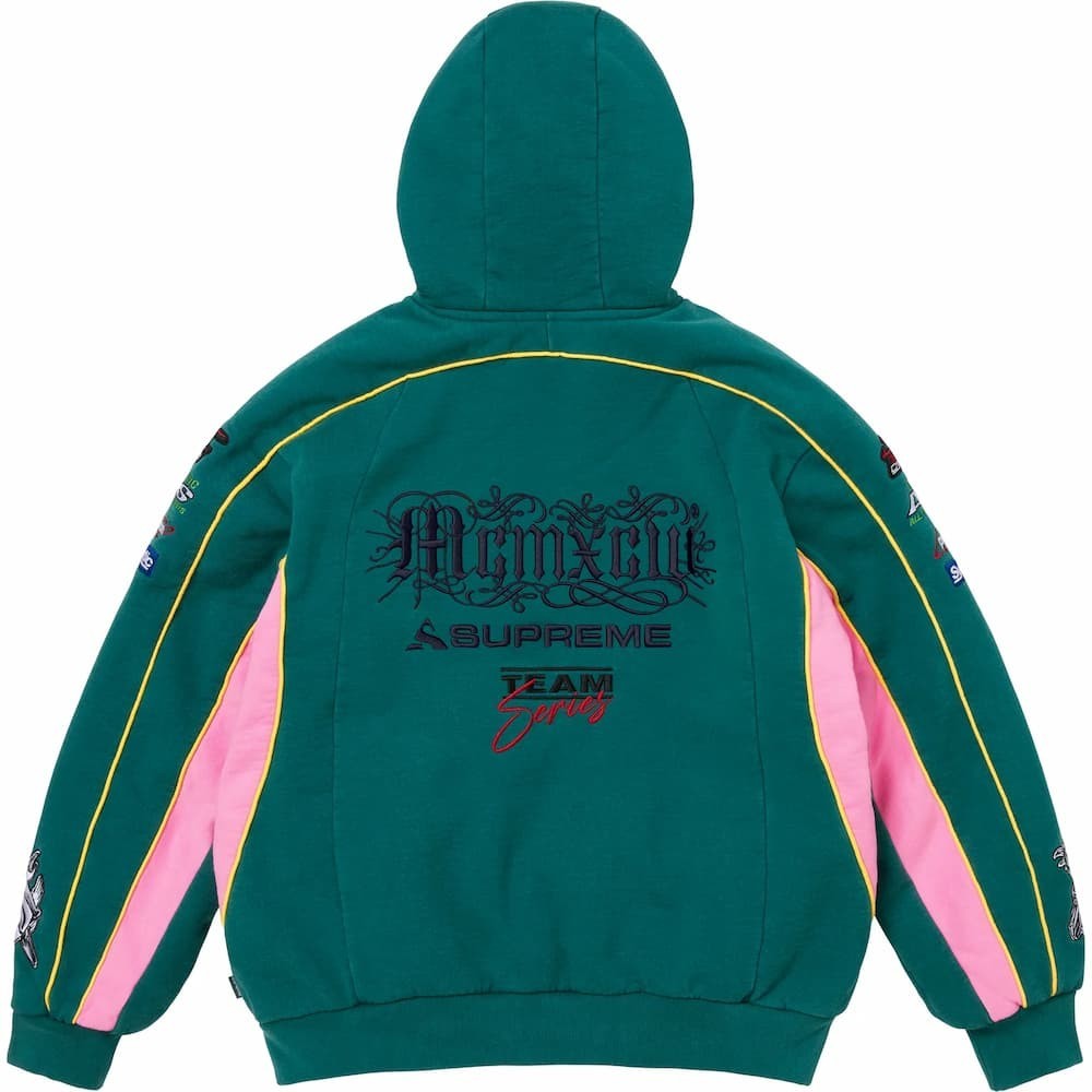 Supreme Racing Lined Zip Up Hooded Sweatshirt Dark Teal