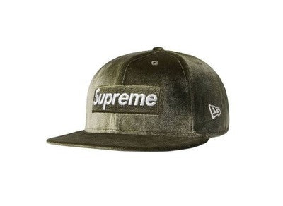Supreme Velour Box Logo New Era Olive