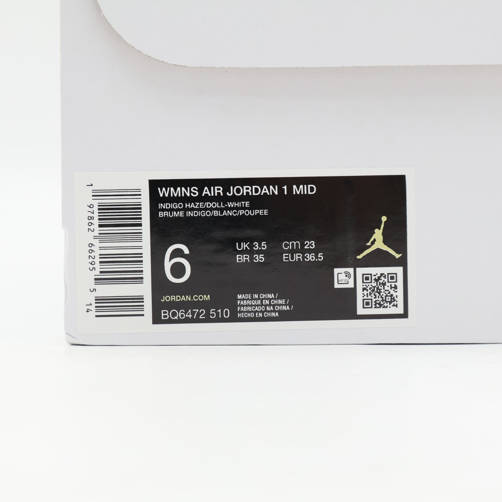 BQ6472-510 Nike Air Jordan 1 Mid Indigo Haze White Doll  (Women's)