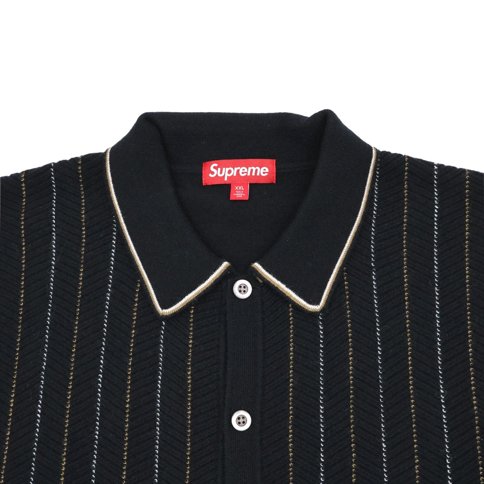 Supreme Herringbone Cardigan Black
