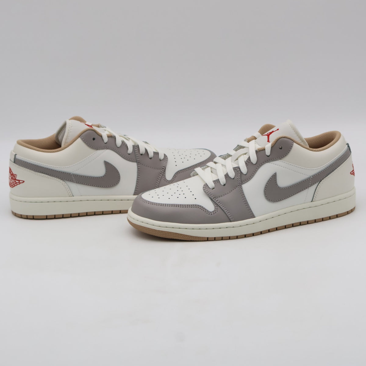 553558-169 Nike Air Jordan 1 Low Sail Fire Red College Grey Hemp Pale (Men's)