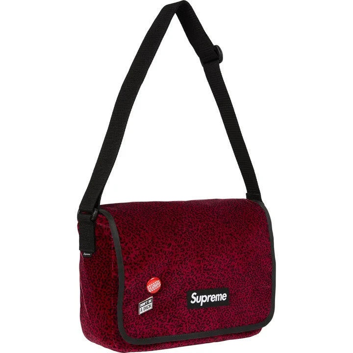 Supreme Velvet Small Messenger Bag Red Leopard