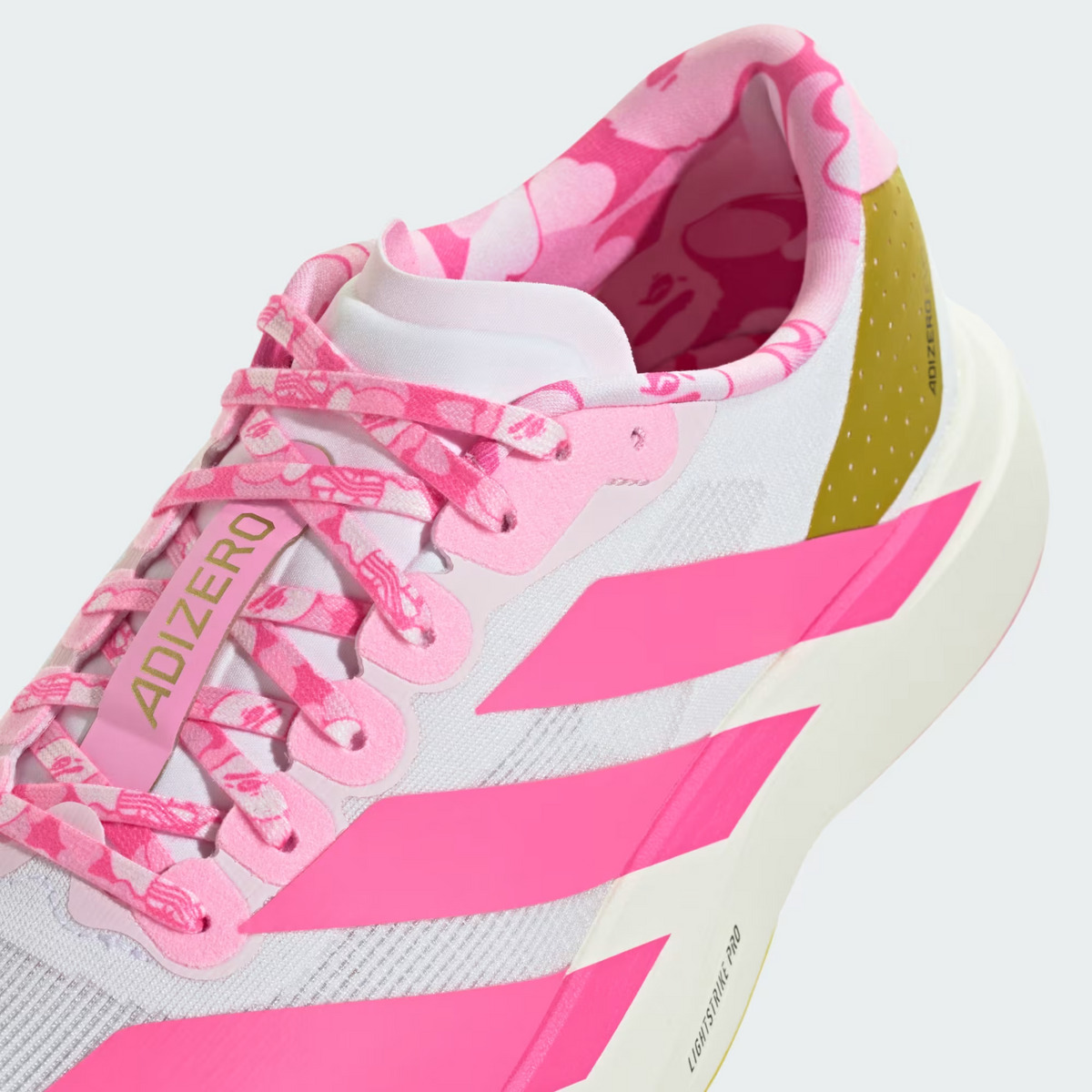 KJ5751 A BATHING APE Ã adidas Adizero Evo SL "Cloud White/Gold Metallic" (Men's)
