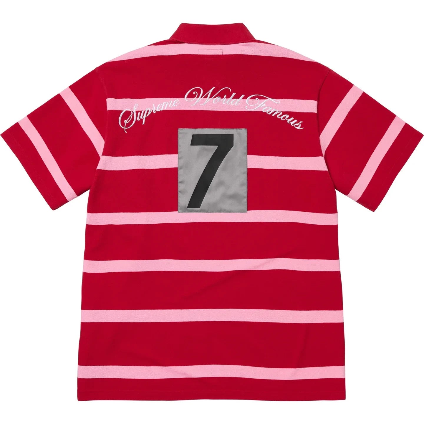 Supreme Cursive Polo Red Stripe