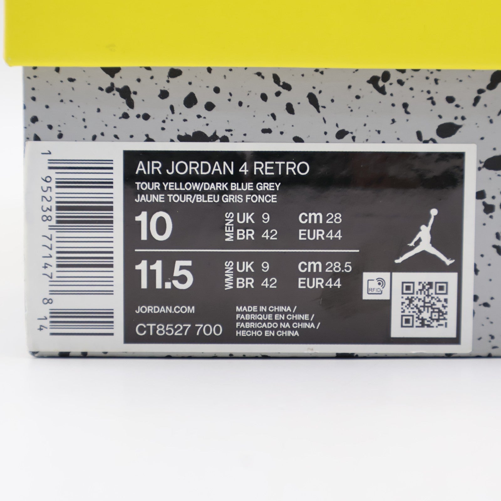 CT8527-700 Nike Air Jordan 4 Retro Lightning Thunder Tour Yellow Grey (Men's)