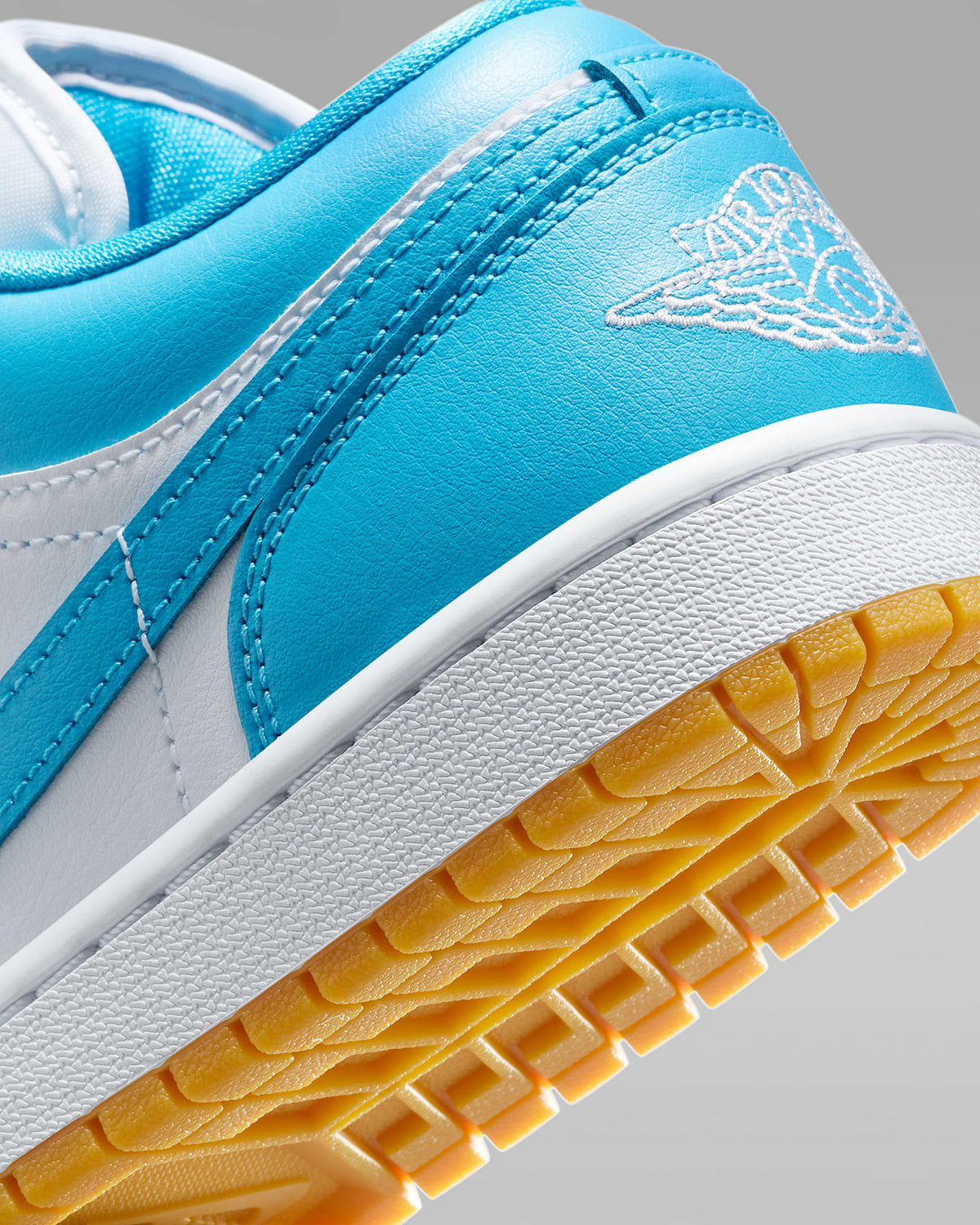 DC0774-104 Nike Air Jordan 1 Low White Gum Light Brown Dark Powder Blue (Women's