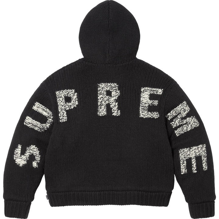 Supreme Faux Shearling Lined Zip Up Hooded Sweater Black
