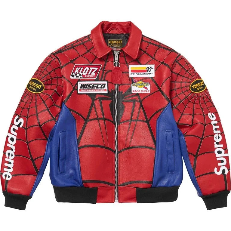 Supreme x Vanson Leathers Spider-Man Jacket Red