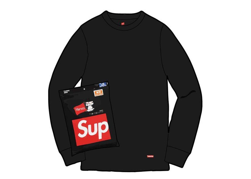 Supreme Hanes Thermal Crew (1 Pack) Black