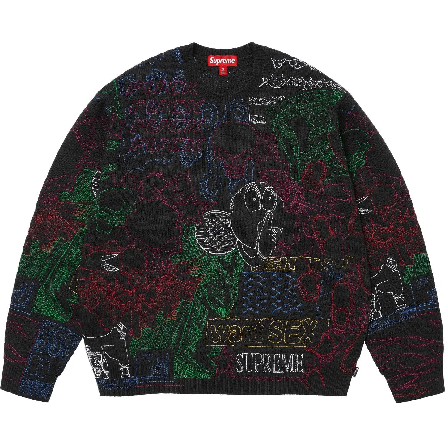 Supreme Collage Embroidered Sweater Black