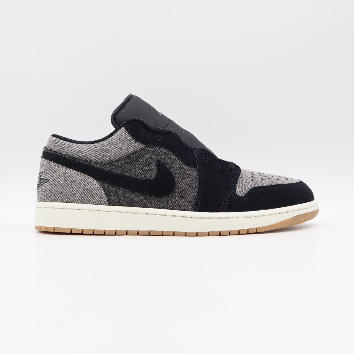 HJ4360-001 Nike Air Jordan 1 Low Dark Black Denim Light Smoke Grey Sail (Men's)