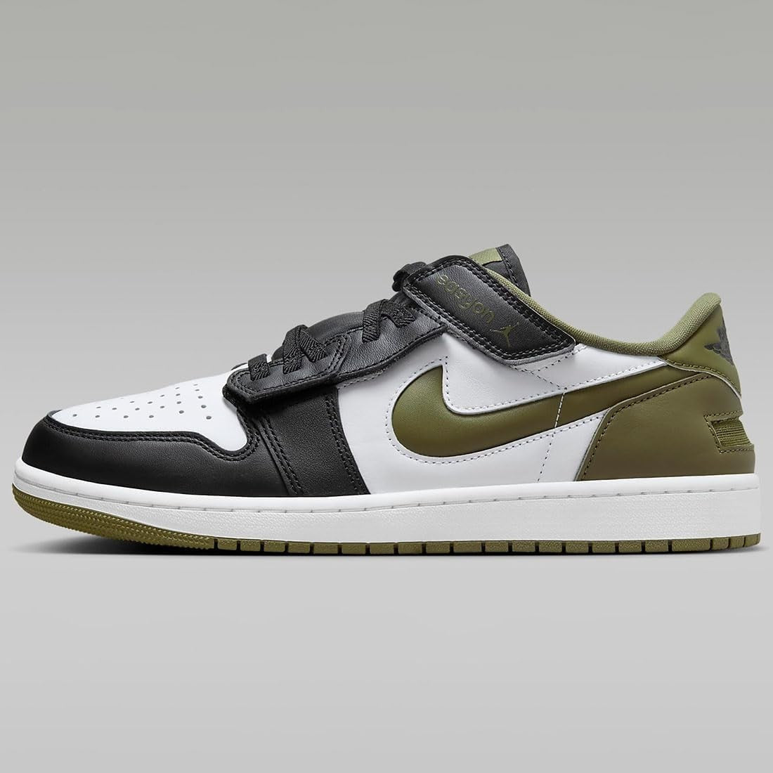 DM1206-102 Nike Air Jordan 1 Low FlyEase White Black Medium Olive (Men's)