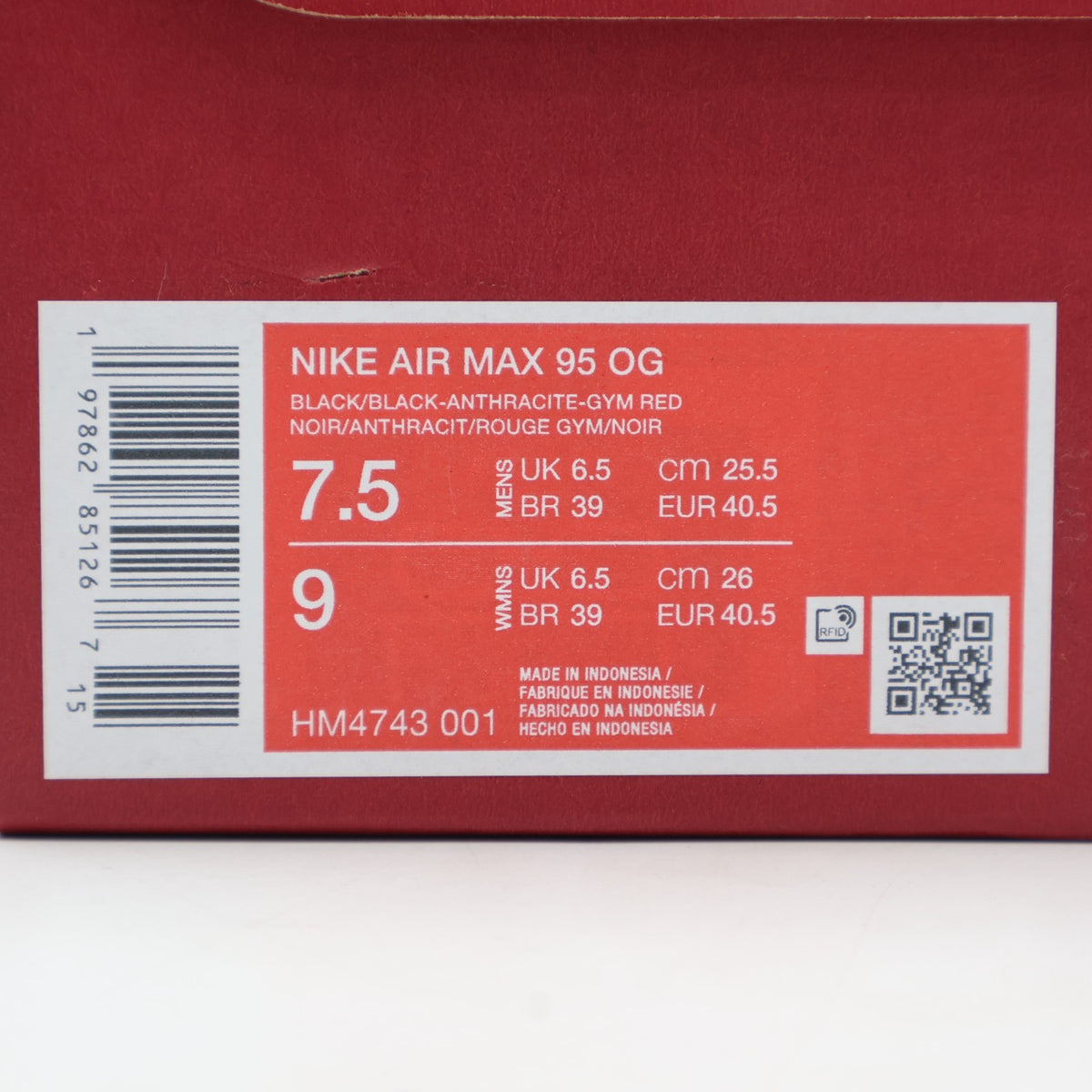 HM4743-001 Levi's Nike Air Max 95 OG Denim Black (Men's)