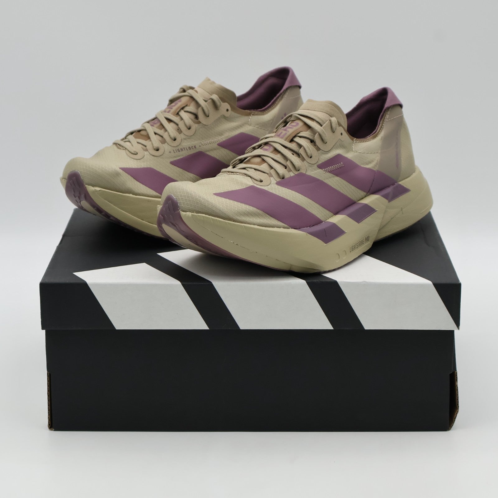 JP6997 adidas Adizero Adios Pro 4 Blanch Cargo Shadow Fig Iron Metallic (Men's)