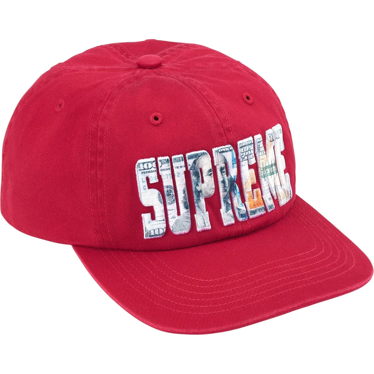 Supreme Embroidered Money Logo 6-Panel Red