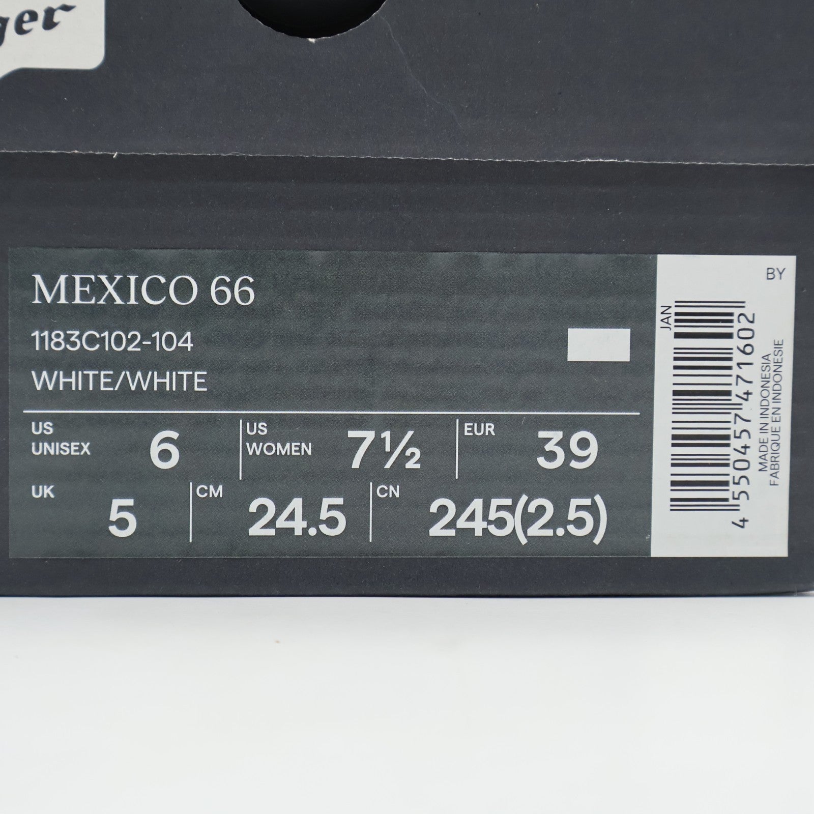 1183C102-104 Onitsuka Tiger Mexico 66 White (Men's)